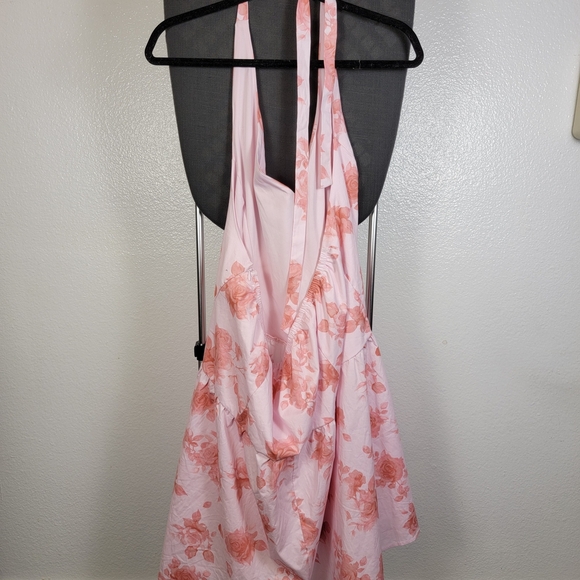 Wild Fable Mini Skater Halter Dress Women's Plus 3X Pink Floral Cotton - Picture 2 of 5